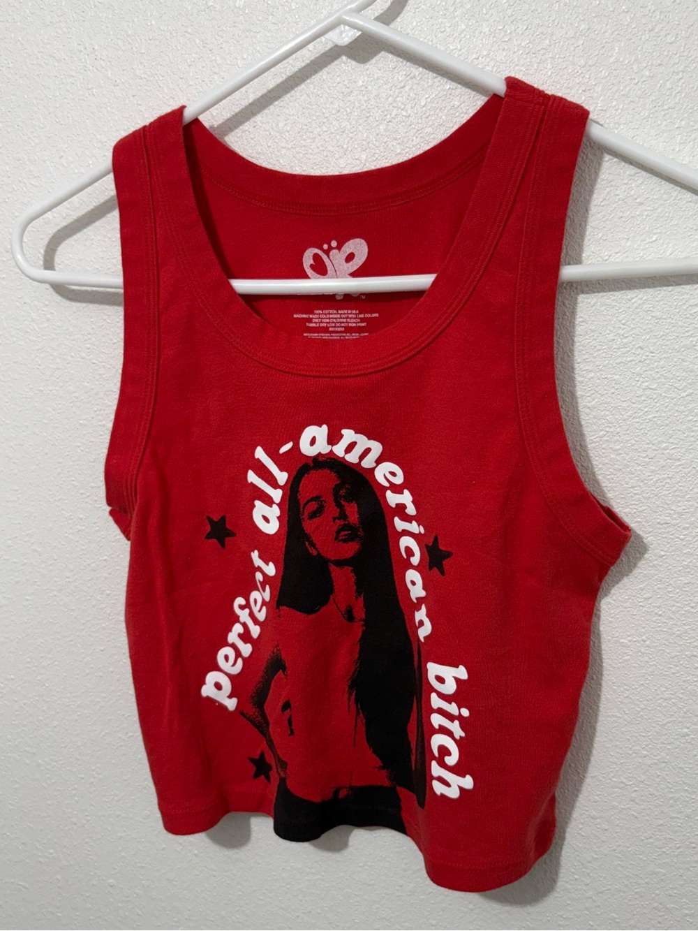 Olivia Rodrigo Guts Tour All American B*tch Crop  Tank Top Women XL Red Orange